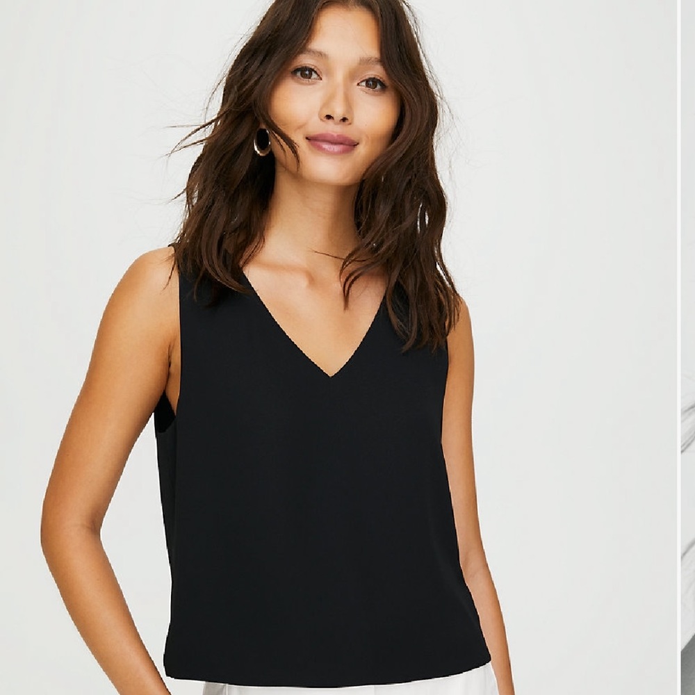 Aritzia Babaton black 100% silk blouse